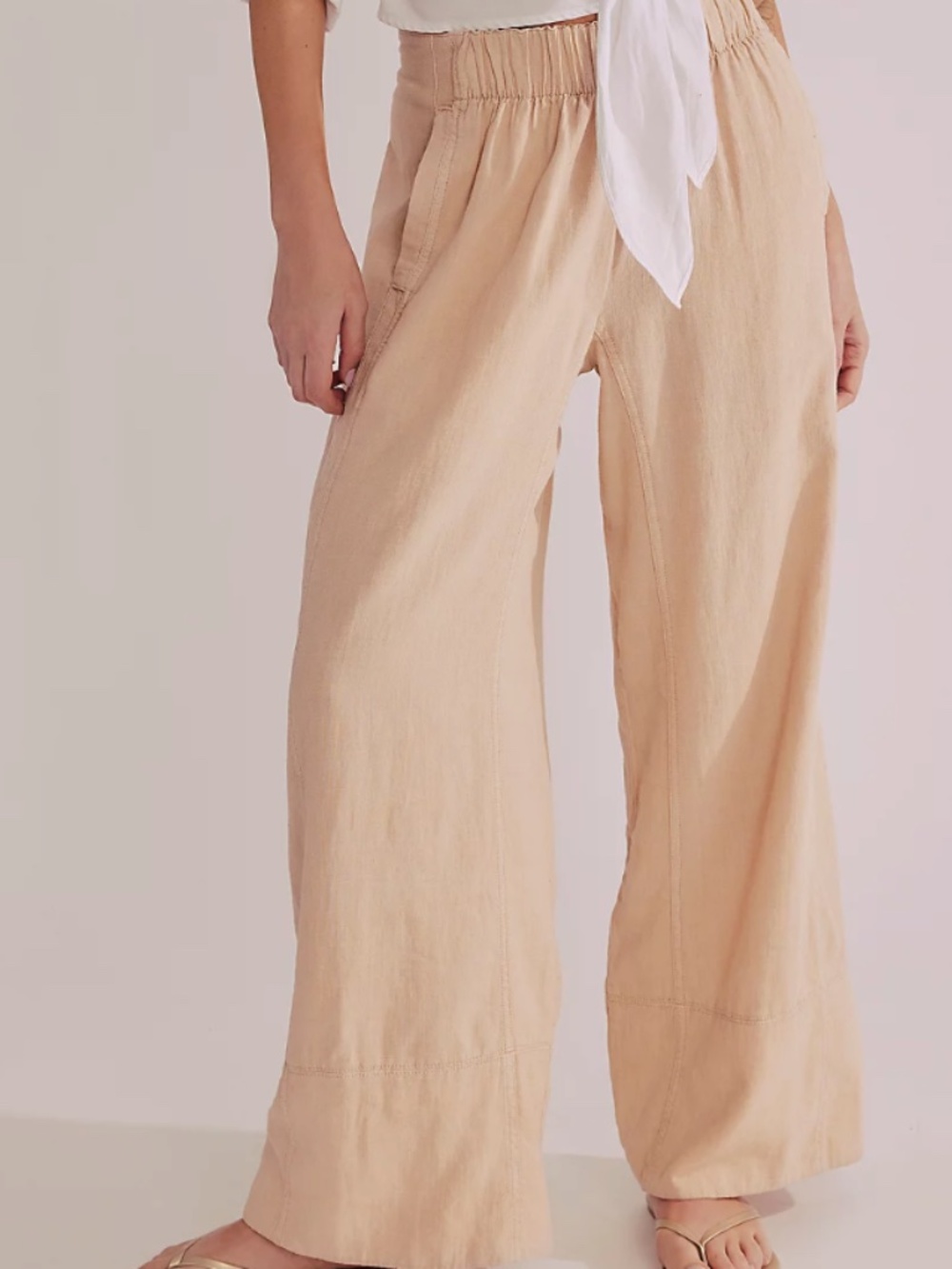 Free People Day's End Linen Pants – "Sand Dollar" - Medium